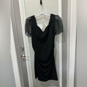 DB Studio / David’s Bridal Studio BLACK RUCHED CREPE W PINDOT SLV